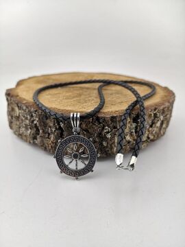 Gemi Dümeni Deri İpli Gümüş Kolye