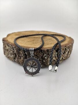 Gemi Dümeni Deri İpli Gümüş Kolye