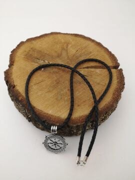 Gemi Dümeni Deri İpli Gümüş Kolye