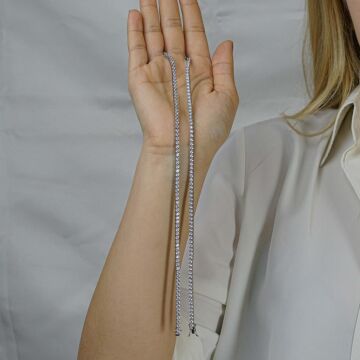 Pırlanta Tasarımlı Yuvarlak 925 Ayar Gümüş Su Yolu Kolye 3.5 MM