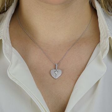 Kalp Tasarımlı İsim Harf Yazılabilir Açılıp Kapanabilir 925 Ayar Gümüş Kadın Kolye