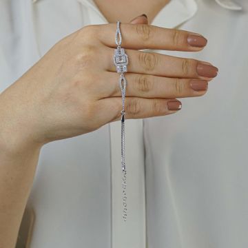 Baget Taşlı Kadın Gümüş Bileklik