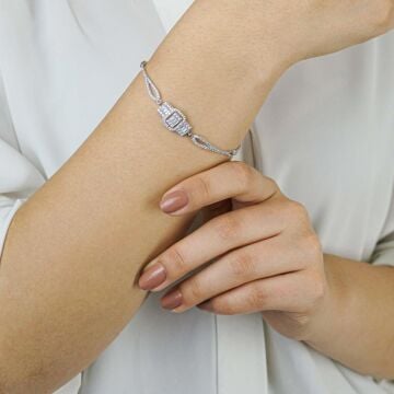 Baget Taşlı Kadın Gümüş Bileklik