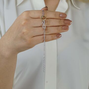 Kalp İçerisinde Sonsuzluk Tasarımlı 925 Ayar Gümüş Kadın Bileklik