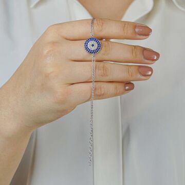 Nazar Boncuğu Tasarımlı 5 Sıralı 925 Ayar Gümüş Kadın Bileklik