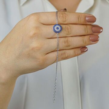 Nazar Boncuğu Tasarımlı 6 Sıralı 925 Ayar Gümüş Kadın Bileklik