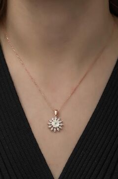 Özel Tasarım Manolya Çiçeği 925 Ayar Gümüş Kolye ROSE