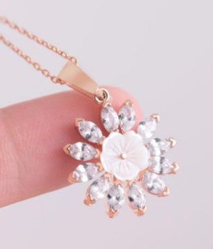 Özel Tasarım Manolya Çiçeği 925 Ayar Gümüş Kolye ROSE
