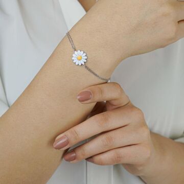 Papatya Tasarımlı 925 Ayar Gümüş Kadın Bileklik