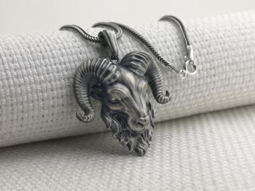 Sakallı Koç Başı Üç Boyut Tasarımlı 925 Ayar Gümüş Kolye
