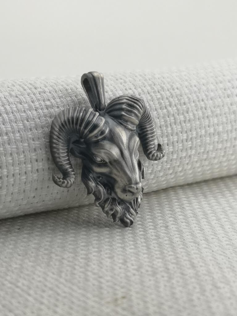 Sakallı Koç Başı Üç Boyut Tasarımlı 925 Ayar Gümüş Kolye Ucu