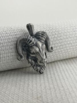 Sakallı Koç Başı Üç Boyut Tasarımlı 925 Ayar Gümüş Kolye Ucu