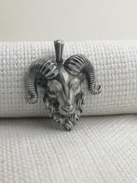 Sakallı Koç Başı Üç Boyut Tasarımlı 925 Ayar Gümüş Kolye Ucu