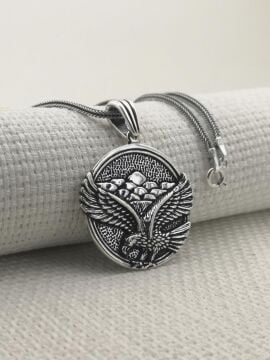 Büyük Kartal Tasarımlı 925 Ayar Gümüş Kolye