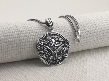 Büyük Kartal Tasarımlı 925 Ayar Gümüş Kolye