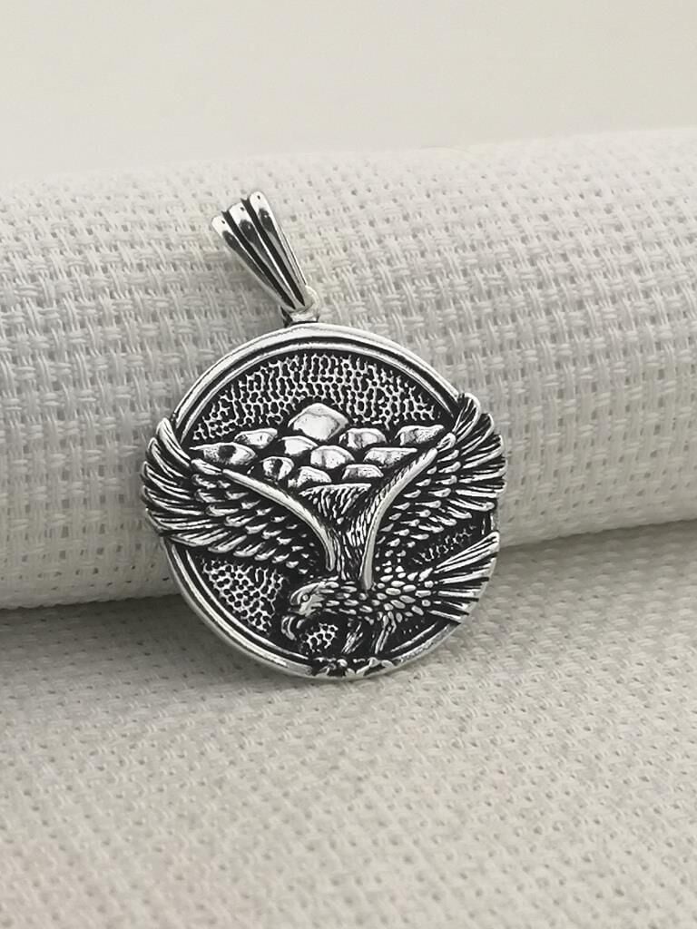 Büyük Kartal Tasarımlı 925 Ayar Gümüş Kolye Ucu