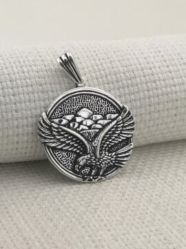 Büyük Kartal Tasarımlı 925 Ayar Gümüş Kolye Ucu