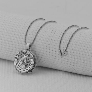 İçi Açılabilir Şans Nalı 925 Ayar Erkek Gümüş Kolye