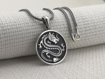 Ejderha Tasarımlı 925 Ayar Gümüş Kolye