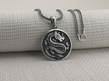 Ejderha Tasarımlı 925 Ayar Gümüş Kolye