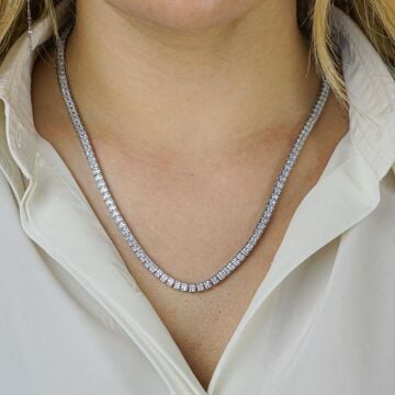 Pırlanta Tasarımlı Kare Model 925 Ayar Gümüş Su Yolu Kolye 50 CM