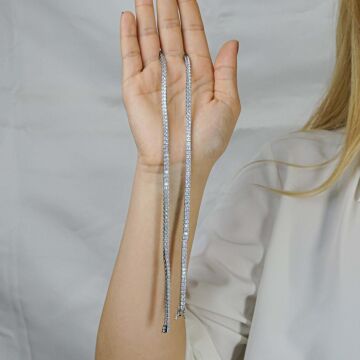 Pırlanta Tasarımlı Kare Model 925 Ayar Gümüş Su Yolu Kolye 50 CM