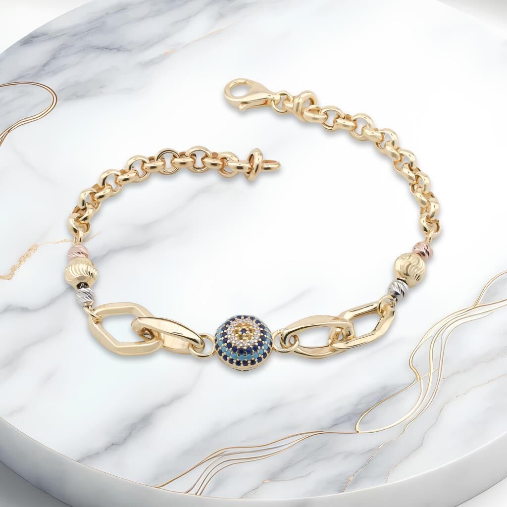 Nazar Boncuklu 925 Ayar Gümüş Hallow Bileklik