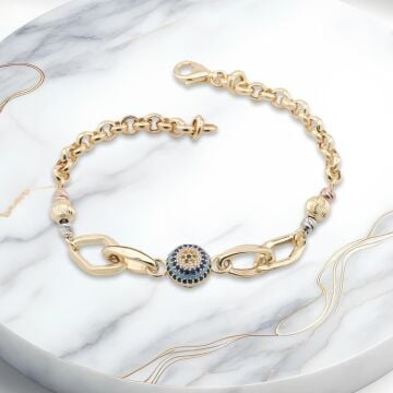 Nazar Boncuklu 925 Ayar Gümüş Hallow Bileklik