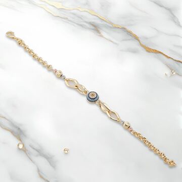 Nazar Boncuklu 925 Ayar Gümüş Hallow Bileklik