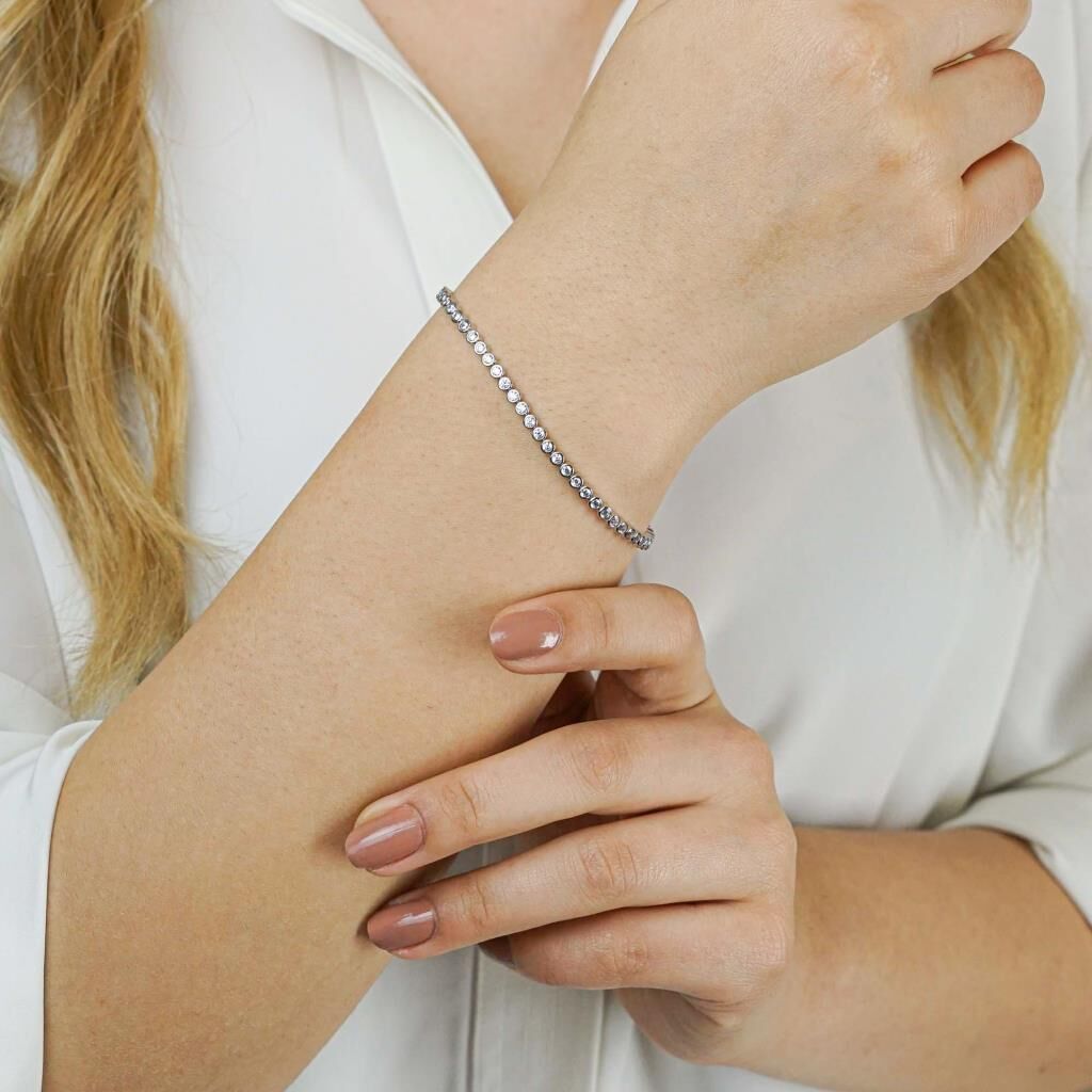 Yuvarlak 925 Ayar Gümüş Su Yolu Bileklik 2mm