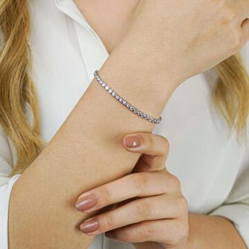 Yuvarlak 925 Ayar Gümüş Su Yolu Bileklik 2mm