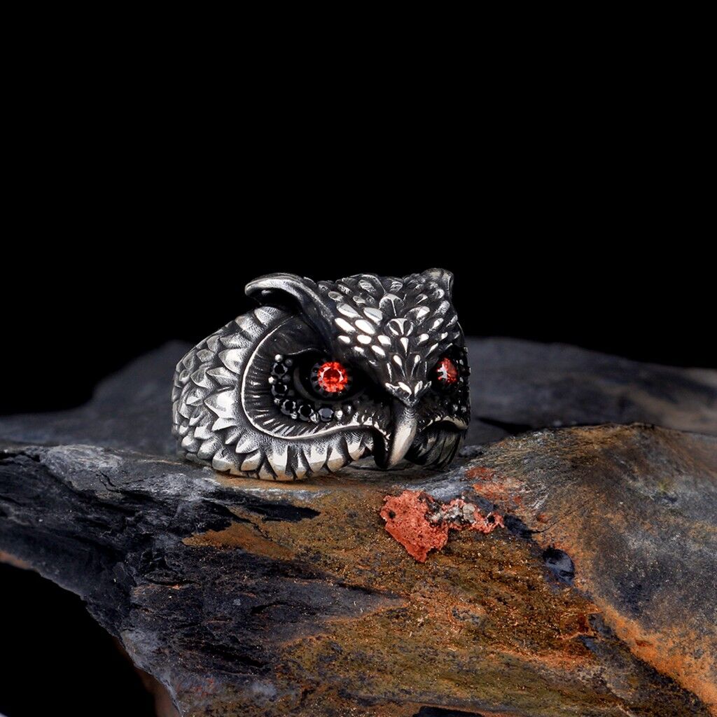 925 Ayar Gümüş Özel Tasarım Baykuş Model Yüzük