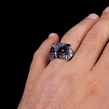 925 Ayar Gümüş Özel Tasarım Baykuş Model Yüzük