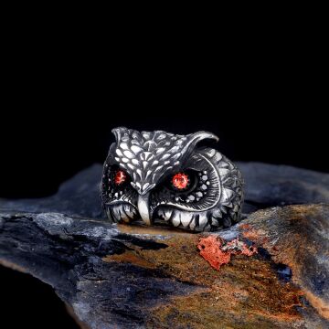 925 Ayar Gümüş Özel Tasarım Baykuş Model Yüzük