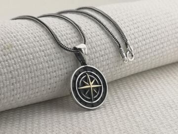 Pusula Tasarımlı 925 Ayar Gümüş Kolye