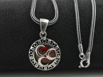 Özel Tasarım Üç Hilal 925 Ayar Gümüş Erkek Kolye 60 CM