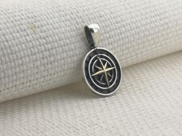 Pusula Tasarımlı 925 Ayar Gümüş Kolye Ucu