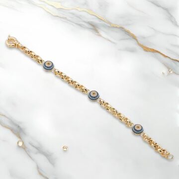 Üç Nazarlı 925 Ayar Gümüş Hallow Bileklik