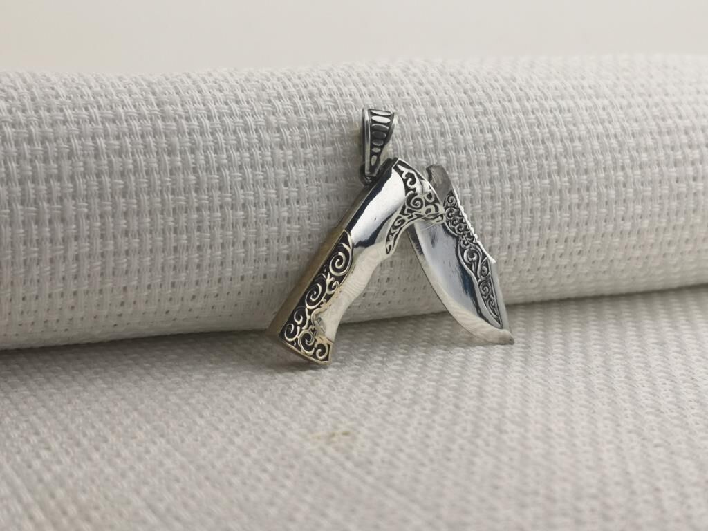 Avcı Çakı Bıçak Tasarımlı 925 Ayar Gümüş Kolye Ucu