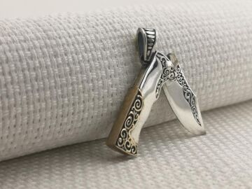 Avcı Çakı Bıçak Tasarımlı 925 Ayar Gümüş Kolye Ucu