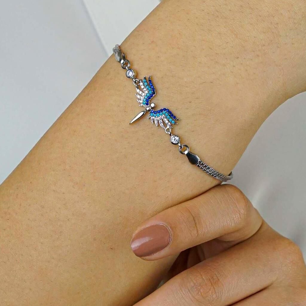 Melek Tasarımlı 925 Ayar Gümüş Kadın Bileklik