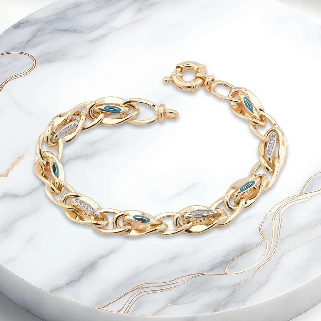 Altın Model 925 Ayar Gümüş Hallow Bileklik