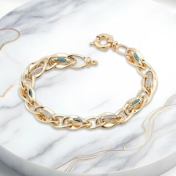 Altın Model 925 Ayar Gümüş Hallow Bileklik