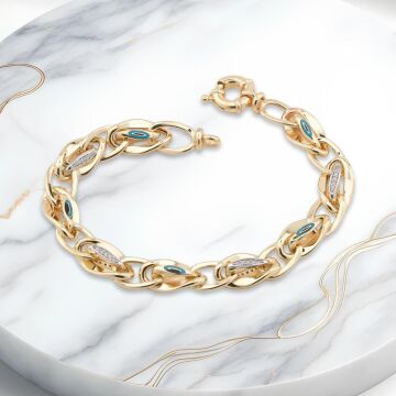 Altın Model 925 Ayar Gümüş Hallow Bileklik