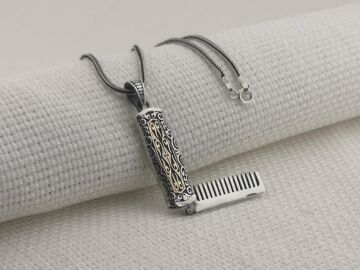 Berber Tarağı Tasarımlı İşlemeli 925 Ayar Gümüş Kolye