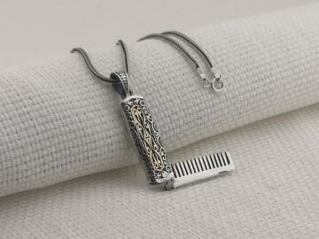 Berber Tarağı Tasarımlı İşlemeli 925 Ayar Gümüş Kolye
