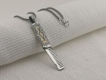 Berber Tarağı Tasarımlı İşlemeli 925 Ayar Gümüş Kolye