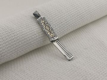 Berber Tarağı Tasarımlı İşlemeli 925 Ayar Gümüş Kolye Ucu
