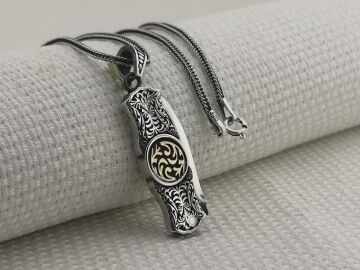 Çakı Bıçak Tasarımlı Özel İşlemeli 925 Ayar Gümüş Kolye