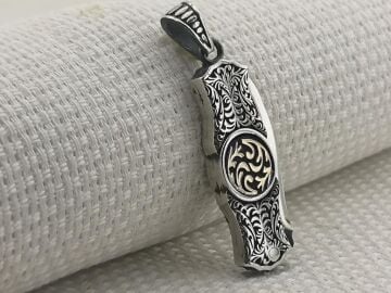 Çakı Bıçak Tasarımlı Özel İşlemeli 925 Ayar Gümüş Kolye Ucu